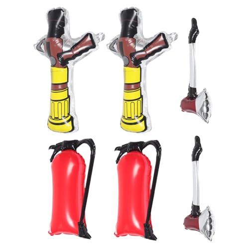 KICHOUSE 6 Stück Teiliges Feuerwehr Party Deko mit Aufblasbarem Feuerlöscher Hydrant und Axt Bunte Feuerwehr Luftballons für Kindergeburtstag Einfach Aufzublasen Wiederverwendbar von KICHOUSE