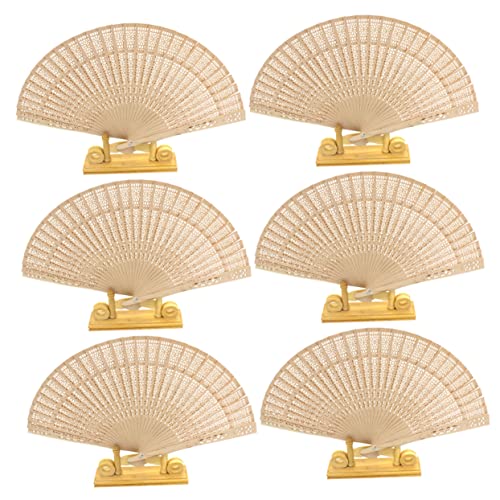 KICHOUSE 6 Stück Teiliges Vintage Faltfan aus Holz Handgefertigter Hohler Engravierter Klapp Handventilator Beige für Hochzeiten und Tanzveranstaltungen KICHOUSE 6 Stück Teiliges Vintage Faltfan aus Holz Handgefertigter Hohler Engravierter Klapp Handventilator Beige für Hochzeiten und Tanzveranstaltungen von KICHOUSE