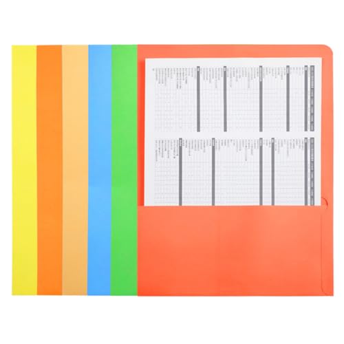 KICHOUSE 6Stücke Bunte Papier Dateiordner Teiliges mit Multifunktionale Dokumentenmappe für Büro und Schule für Notizen Rezepte und Quittungen von KICHOUSE