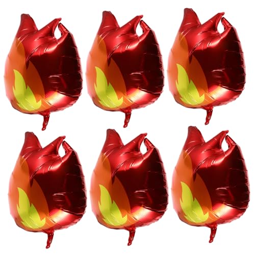 KICHOUSE 6Stücke Flammenballons Sportparty Dekoration Aluminiumfolienballons Flammenform Partyballons für Geburtstage und Feiern Feuerförmige Luftballons für Unvergessliche von KICHOUSE
