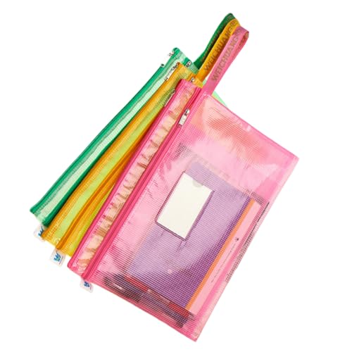 KICHOUSE 7Stücke Teiliges Transparenter Organizer mit Verstärktem Reißverschluss Mesh Dateitaschen für Schule Büro und Vielseitige Aufbewahrung für Dokumente Zeitschriften von KICHOUSE