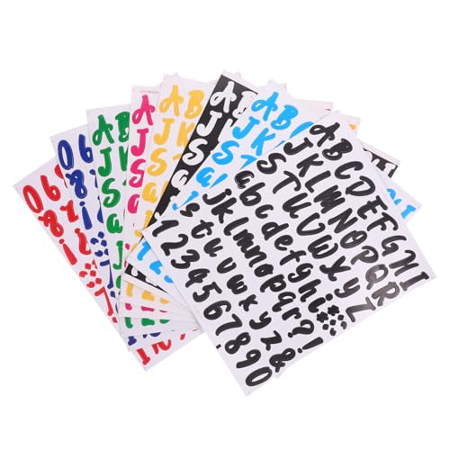 KICHOUSE 8 Blatt Bunte Buchstabenaufkleber Gold Und Brief Vinyl Etiketten Glänzend Sammelalbum Scrapbooking Adresse Alphabet Türschild Buchstaben Aufkleber Pvc von KICHOUSE