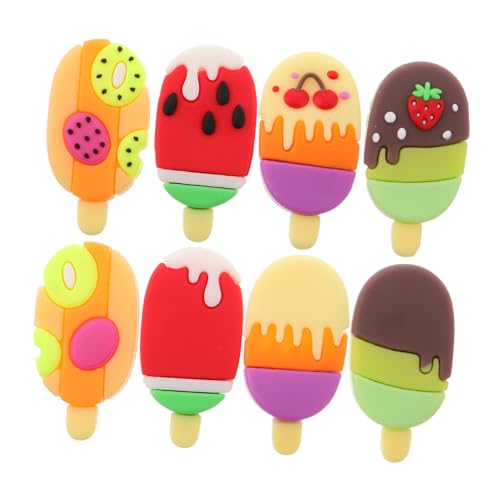KICHOUSE 8 Stück Teiliges Eiscreme Radiergummis Fruchtiger Popsicle Form Bunte Schulsachen für Belohnung und Partygeschenke für Klassenzimmer und Kreative Schreibwaren von KICHOUSE