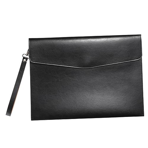 KICHOUSE Aktenhalter Fall Taschen wasserdichtes Dateiordner Frauentasche umschläge geldbörse wichtige Vertragsaufbewahrungstasche Must-Haves für kleine Unternehmen Pu Black von KICHOUSE