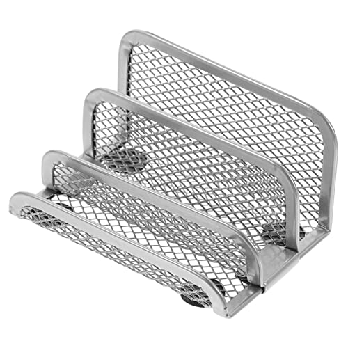 KICHOUSE Aktenregal Mit Buchstabengitter Dekorativer Buchhalter Gestell Abteil Filigranes Bücherregal Magazin Veranstalter Dekorativer Buch-organizer Büro Desktop-bücherregal Silver Metall von KICHOUSE