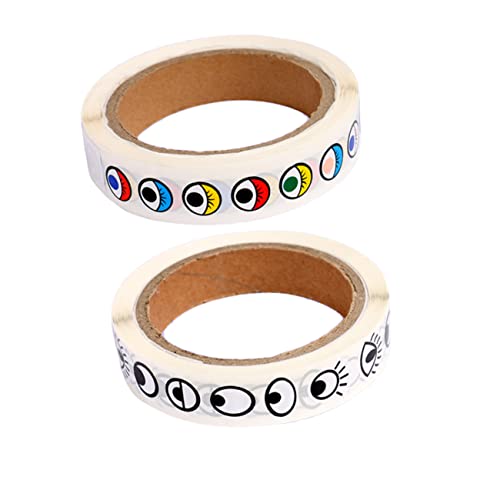 KICHOUSE Augen-Aufkleber Zum Basteln 2 Rollen Etiketten Sticker-Packs Bunte Augen Zum Basteln Für Jungen Und Mädchen von KICHOUSE