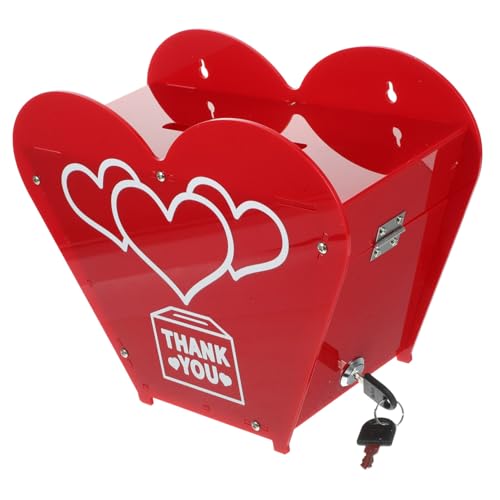 KICHOUSE Box Spendenbox Tischdeko Schlitz Deko Schreibtischzubehör Postsammlung Schreibtischzubehör Vorschlagszubehör Schlüssel Hochzeit Büro Spenden Groß Rot Acryl von KICHOUSE