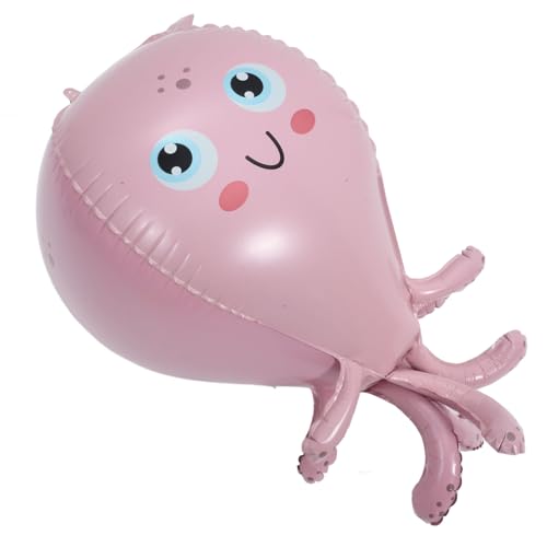 KICHOUSE Dreidimensionaler Oktopus-ballon Qualle Am Stiel Helium Inflator Ballon-tier- Tank Zahlenballons Blase Luftballons Oktopus-ballons Rosa Aluminiumfolie von KICHOUSE