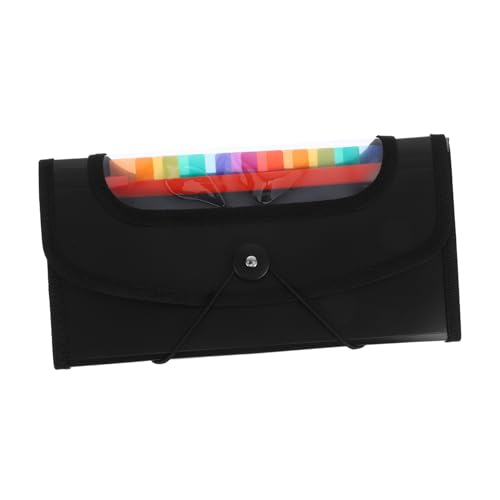KICHOUSE Erweiterbarer Quittungs Organizer im Stil Fächer Wasserabweisend für Büro und Persönliche Dokumente Design Schwarz von KICHOUSE