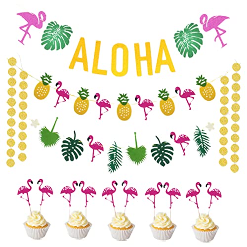KICHOUSE Hawaiian Party Dekorationsset Aloha Banner mit Palmenblättern Ananas und Schildkrötenmotiven für Sommerfeste Gartenpartys Strand und Bbq Dekorationen KICHOUSE Hawaiian Party Dekorationsset Aloha Banner mit Palmenblättern Ananas und Schildkrötenmotiven für Sommerfeste Gartenpartys Strand und Bbq Dekorationen von KICHOUSE