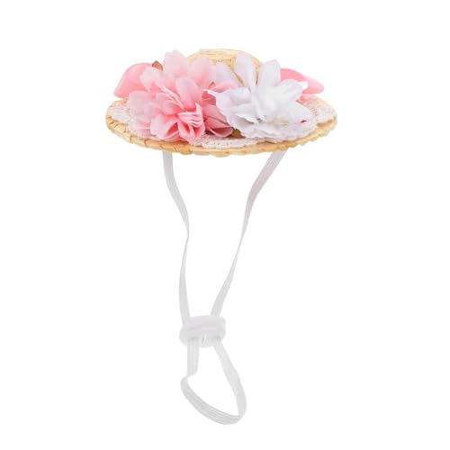 KICHOUSE Kleiner Puppenhut für Puppen Verstellbarer Sommerhut mit Schleife und Kunstblumen 4cm Innendurchmesser Puppenzubehör für Puppenpartys und Fotografie von KICHOUSE