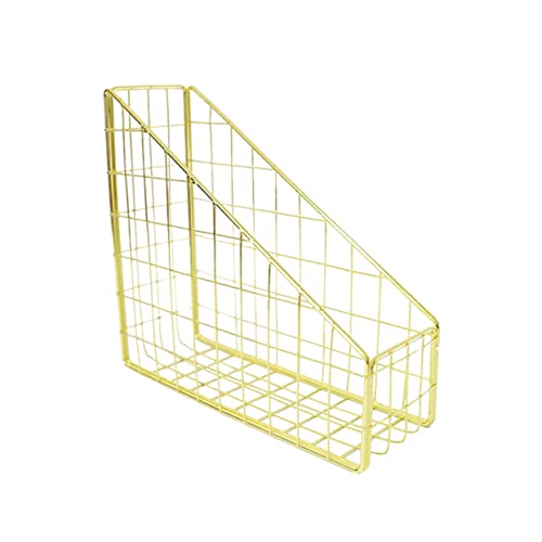 KICHOUSE Kreativer Metall Schreibtisch Aufbewahrungskorb für Dokumente und Bücher Goldfarbener Organizer für Büro Schule und Zuhause und Funktional von KICHOUSE