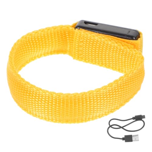 KICHOUSE Leuchtendes Armband Blinken Armbänder Wiederaufladbar Tragbar Led Handgelenkband Usb Uv Glühen Fluoreszierendes Armband Modische Leuchtende Spielzeuge Gelb Stoff von KICHOUSE