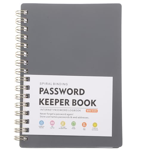 KICHOUSE Passwortbuch mit Alphabetischen Tabs Praktischer Organizer für Website Anmeldungen und Vielseitig für Home Office und Unterwegs Spiralbindung für Einfaches von KICHOUSE