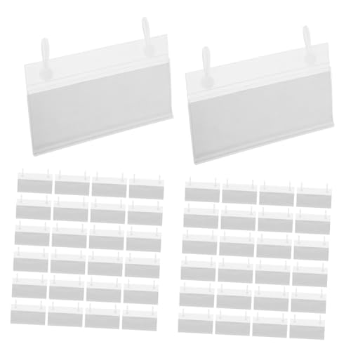 KICHOUSE Sicherer Snap lock Etikettenhalter aus Transparentem PVC Kunststoff Langlebig und Vielseitig für Körbe Metallregale in Supermarkt Lager Küche mit Weißen Blanko Preisschildern von KICHOUSE