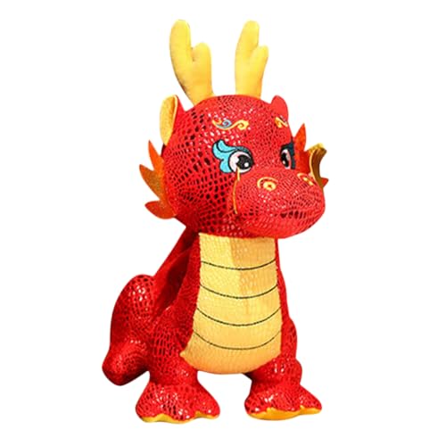 KICHOUSE Sternzeichen-Drachen-Puppe Drachenplüschtierungen Drachenpuppen- für Mädchen Dekoration puppenaugen Ausgestopfter Drache für Drachenspielzeug PP Baumwolle rot von KICHOUSE