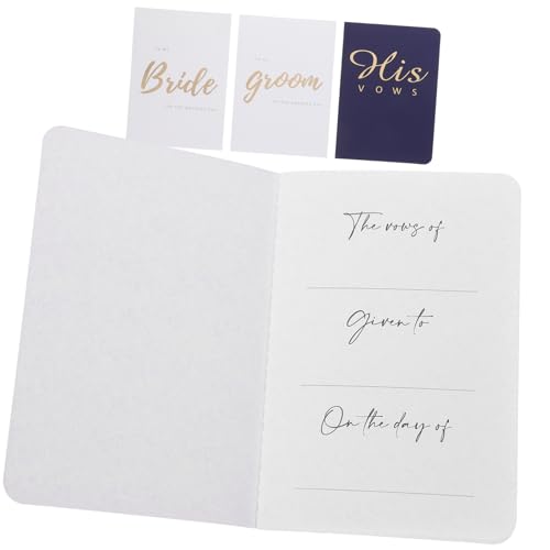 KICHOUSE Teiliges Hochzeitsgelübde Karten mit Stilvollen Liebesmustern Hochzeitsschwur Buch für Braut und Bräutigam Vielseitig für Hochzeit Verlobung Edles Weißes Design von KICHOUSE