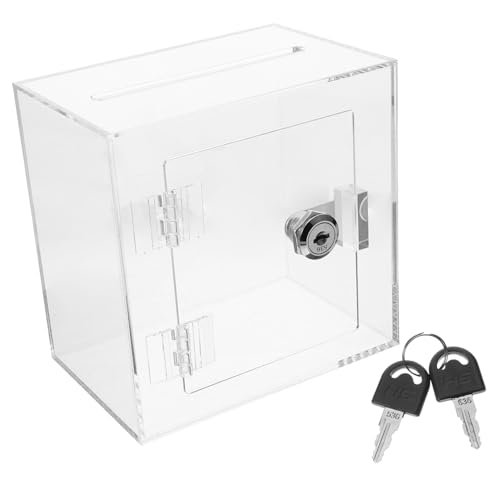 KICHOUSE Transparente Acryl spendenbox mit Schloss Abschließbare Fundraising Box für Stimmenabgabe Vorschläge und Robust Leicht und Vielseitig Einsetzbar von KICHOUSE