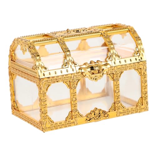 KICHOUSE Treasure Box für Hochzeiten und Partys Kleine Transparente Schatztruhe für Süßigkeiten und Robuste Aufbewahrung für Dekoration im Goldenen Design KICHOUSE Treasure Box für Hochzeiten und Partys Kleine Transparente Schatztruhe für Süßigkeiten und Robuste Aufbewahrung für Dekoration im Goldenen Design von KICHOUSE