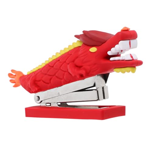 KICHOUSE Xiaolong Hefter Cooler Hefter Mini -hefter Büro-must-haves Hefter Für Klassenzimmer Desktop-hefter Nähhefter Drachenhefter Wiederverwendbarer Hefter Tierhefter Pvc-weichkleber Rot von KICHOUSE