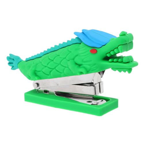 KICHOUSE Xiaolong Hefter Handhefter Kawaii Hefter Süße Hefter Kleiner Hefter Aus Metall Schreibtischhefter Cooler Hefter Buchheime Wiederverwendbarer Hefter Bürowefter Pvc-weichkleber Grün von KICHOUSE