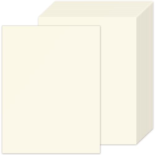 25 Blatt cremefarbenes Papier, 8,5 x 11 cm dicker Karton für Zertifikate, Einladungen, Grußkarten, Bastelarbeiten, Abschlussfeiern, 250 g/m², schweres Scrapbook-Papier (cremefarben) von KICPEG