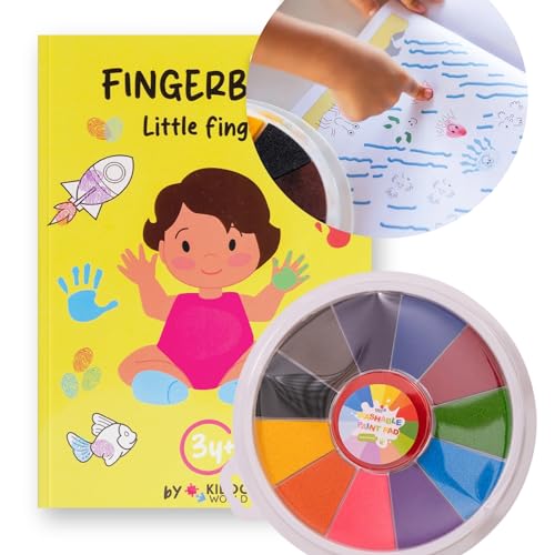 Kiddo World Montessori Fingermalbuch - Kleine Finger. Lustige Kinder Fingerabdruck Bücher. 1 Malbuch mit 36 Seiten und 1 Malkasten mit 11 Farben Kiddo World Montessori Fingermalbuch - Kleine Finger. Lustige Kinder Fingerabdruck Bücher. 1 Malbuch mit 36 Seiten und 1 Malkasten mit 11 Farben von KIDDO WORLD