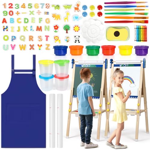 Kinder Staffelei, 3-in-1-Staffelei zum Malen mit Magnettafel, Zeichenpapier, tafel kinder, magnettafel kinder, Höhenverstellbar Standtafel,Geschenk für Kinder,Blau von KIDINIX