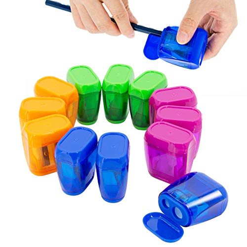 KIDMEN Manueller Bleistiftspitzer, 2 Löcher, kompakter Spitzer mit Deckel für Kinder, Schule und Büro, 12 Stück KIDMEN Manueller Bleistiftspitzer, 2 Löcher, kompakter Spitzer mit Deckel für Kinder, Schule und Büro, 12 Stück von KIDMEN