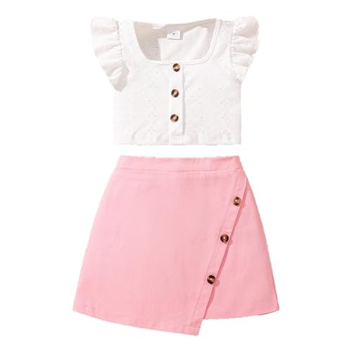 KIDSZJA All My Orders Lounge-Anzüge für Mädchen, 2-teiliges Outfit, Kleidung, Co-Ord-Set, einfarbig, gehäkelt, Netzstoff, Rüschenärmel, Tanktops und Mini-Röcke, Set für Sommer, Urlaub, Urlaub KIDSZJA All My Orders Lounge-Anzüge für Mädchen, 2-teiliges Outfit, Kleidung, Co-Ord-Set, einfarbig, gehäkelt, Netzstoff, Rüschenärmel, Tanktops und Mini-Röcke, Set für Sommer, Urlaub, Urlaub von KIDSZJA