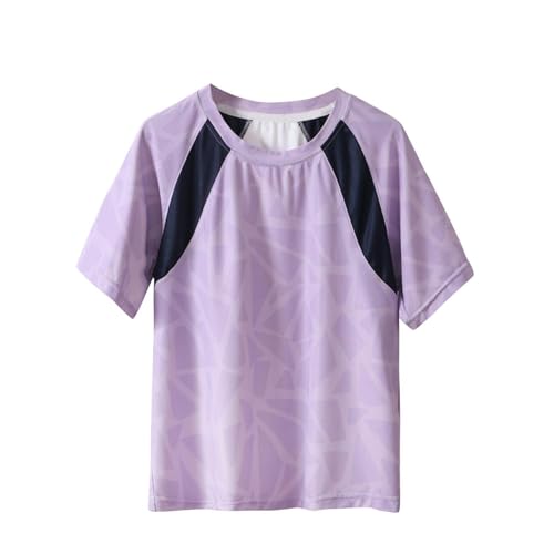 KIDSZJA My Order Tops für Mädchen, gestreift, atmungsaktiv, weich, ultimativer Komfort, Rundhalsausschnitt, überschnittene Schultern, einfach zu kombinieren, kurzärmelig, Netzstoff, Sportbluse, Schule von KIDSZJA