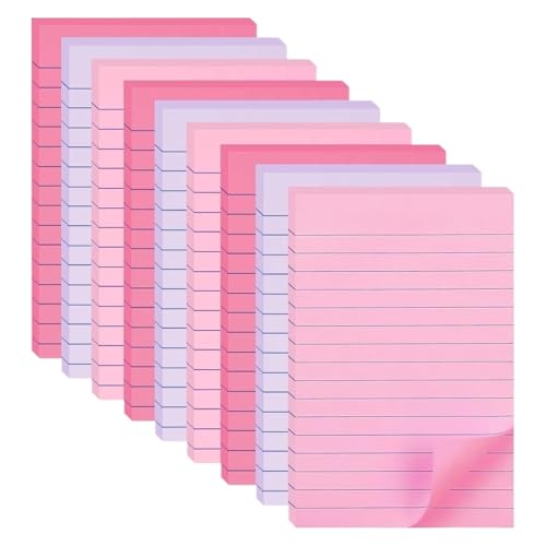 405 Blatt/9 Stück linierte Haftnotizen, stark haftend und leicht abreißbar for Zuhause, Büro | Lebendige Haftnotizen(Pink) von KIFSDLF