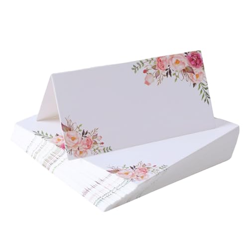 KIFSDLF 20/50/100 Stück doppelseitig bedruckte Blumen-Namens-Tischkarten for Hochzeiten, Sitzplatznummern, Tischkarten, Geburtstagsfeiern, Grußkarten(100pcs) von KIFSDLF