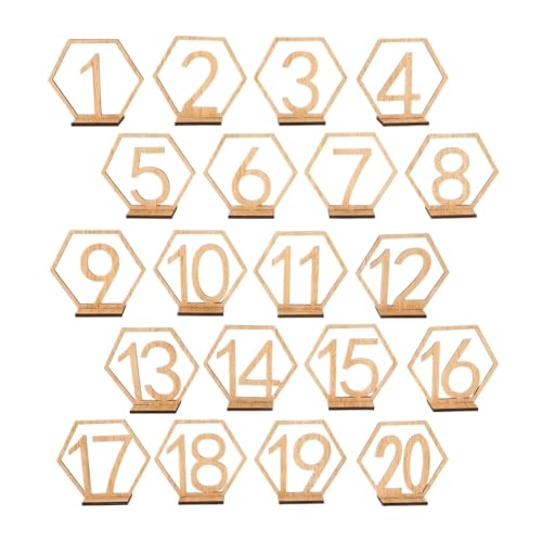 KIFSDLF 20 Stück Tischnummern aus Holz, Dekoration, hohle Sechseckform, Premium-Holz, Bankett, Hochzeit, Party, Sitzschilder, wiederverwendbare Tischkarte KIFSDLF 20 Stück Tischnummern aus Holz, Dekoration, hohle Sechseckform, Premium-Holz, Bankett, Hochzeit, Party, Sitzschilder, wiederverwendbare Tischkarte von KIFSDLF