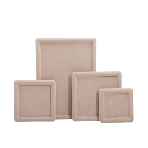 KIFSDLF Schmucktablett aus Samt – Luxus-Organizer for Ringe, Anhänger, Armbänder und Halsketten in Gold(Apricot,30X22CM) von KIFSDLF