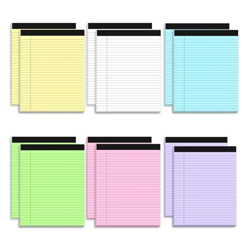 Legal Pads 8,5 x 11 breit liniert – Notizblöcke 40 Blatt/Block Farbiges Notizblockpapier mit stabiler Rückseite(12pcs) von KIFSDLF