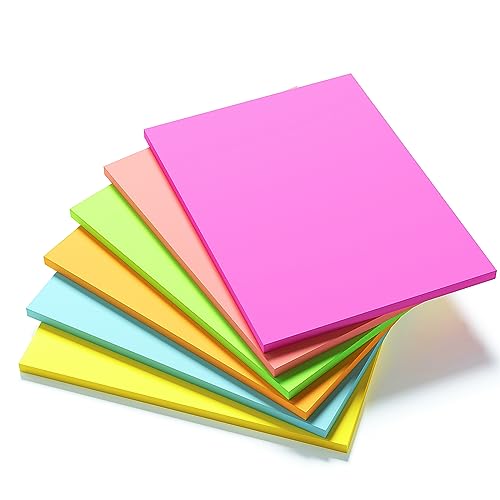 6 X 8 in Creative Extra Large Sticky Giant Pads, 6 brillante Farben sortiert, 203 mm x 152 mm, 50 Blatt/Pad, 6 Blöcke für Entwürfe, Präsentationen, Workshops, selbstklebende Organisationsmittel von KIFZM