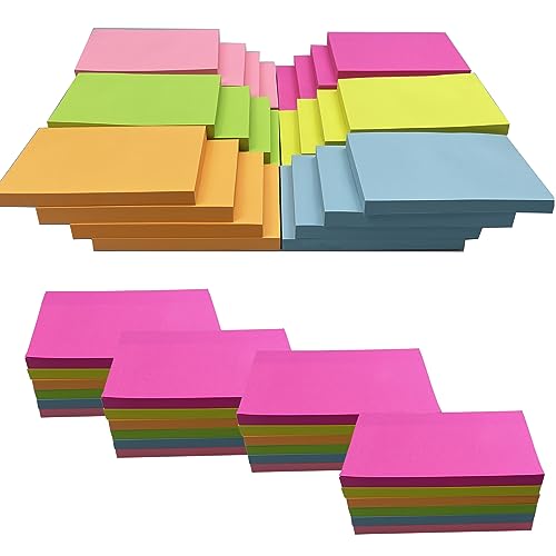 7,6 x 12,7 cm große Haftnotizen, 76 x 127 mm, 6 brillante Farben, sortiert, selbstklebende Blöcke, 80 Blatt pro Block zur Erinnerung, Checkliste (brillante 24 Blöcke) von KIFZM