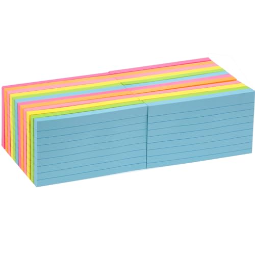 76 x 127 mm große Haftnotizen, 6 brillante Farben, sortiert, selbstklebende Postblöcke, 80 Blatt pro Block (24 Blöcke brillant liniert) von KIFZM