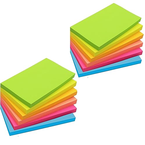 12 Blöcke - 7,6 x 12,7 cm Große Haftnotizen, 76 x 127 mm, 6 Brillante Farben, Sortiert, Selbstklebende blöcke, 80 Blatt pro Block für Erinnerung, Checkliste oder To-Do-Liste (brillante 12 Blöcke) 12 Blöcke - 7,6 x 12,7 cm Große Haftnotizen, 76 x 127 mm, 6 Brillante Farben, Sortiert, Selbstklebende blöcke, 80 Blatt pro Block für Erinnerung, Checkliste oder To-Do-Liste (brillante 12 Blöcke) von KIFZM
