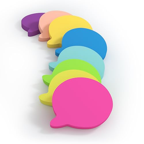 8 Blöcke, 75 x 75 mm, Blasenform, niedliche Haftnotizen, 8 x brillante Farben, selbsthaftend, lustige Notizen, 80 Blatt/Block, insgesamt 640 Blatt 8 Blöcke, 75 x 75 mm, Blasenform, niedliche Haftnotizen, 8 x brillante Farben, selbsthaftend, lustige Notizen, 80 Blatt/Block, insgesamt 640 Blatt von KIFZM