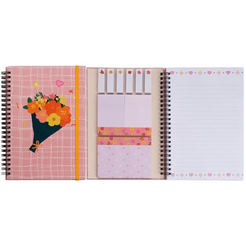 KIFZM A5 Spiral-Notizbuch, niedliche College-Notizbücher für Frauen Spiral Ruled Journal Hardcover-Notizbuch mit Sticky Memo Pads linierte Notizen Design C KIFZM A5 Spiral-Notizbuch, niedliche College-Notizbücher für Frauen Spiral Ruled Journal Hardcover-Notizbuch mit Sticky Memo Pads linierte Notizen Design C von KIFZM