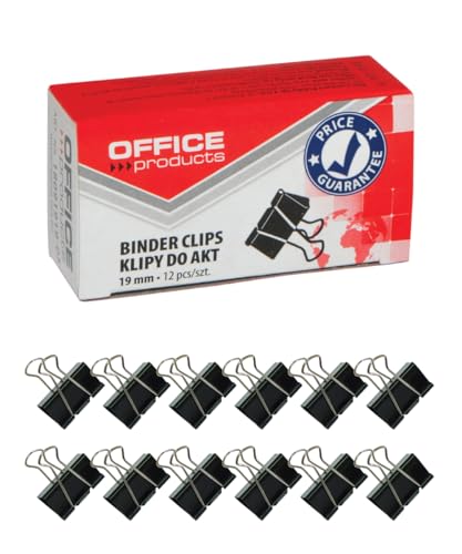 Office Products Foldback-Klammern 19mm / 12 Stück/aus Metall/Schwarz/Silber/Unempfindlich Gegen Verformung/Büroklammern Papierklammern Office Products Foldback-Klammern 19mm / 12 Stück/aus Metall/Schwarz/Silber/Unempfindlich Gegen Verformung/Büroklammern Papierklammern von KIIPO