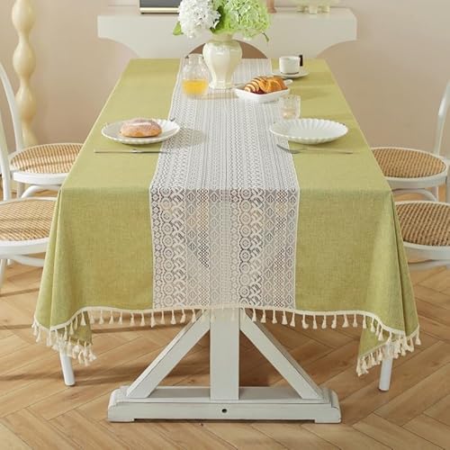 KIJSKKOPO Rechteckige Große Spitzentischdecken, Olivgrün, Durchsichtige Patchwork Spitze Mit Quastenbesatz, Rustikale Esstischdecke Im Bauernhausstil für Küchenpartys, Hochzeiten, Picknicks Und KIJSKKOPO Rechteckige Große Spitzentischdecken, Olivgrün, Durchsichtige Patchwork Spitze Mit Quastenbesatz, Rustikale Esstischdecke Im Bauernhausstil für Küchenpartys, Hochzeiten, Picknicks Und von KIJSKKOPO