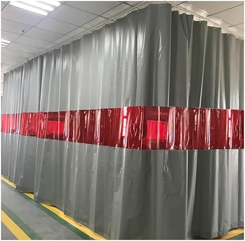 KIJyfgTR 20 mil (0,5 mm) Schweißgitter, Hängevorhang mit rotem Fenster, silikonbeschichtet; Fiberglas, Maschinenraum, Werkstatt(3x3m/9.8x9.8ft) von KIJyfgTR