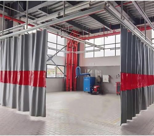 KIJyfgTR Flammhemmende Schweißdecken for Werkstätten, Schweißvorhänge mit Ösen, Industrieschweißvorhänge mit roten Sichtfenstern(8X2.5M) von KIJyfgTR