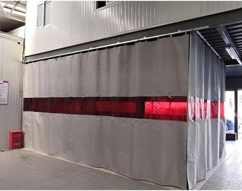 KIJyfgTR Glasfaserdecke mit Sichtfenstern, 20 mils flammhemmende geschweißte Türvorhänge for Lagerhallen, Wartungswerkstätten, Arbeitsbereiche(2.1x2.5m/6.9x8.3ft) von KIJyfgTR