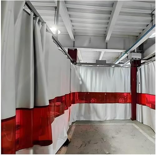 KIJyfgTR Industrielle Schweißvorhänge mit Ösen, rote transparente Fenster, feuerhemmende Paneele for Garagentrennwände, Decken for Lagerhallen, Werkstätten(2x3m) von KIJyfgTR