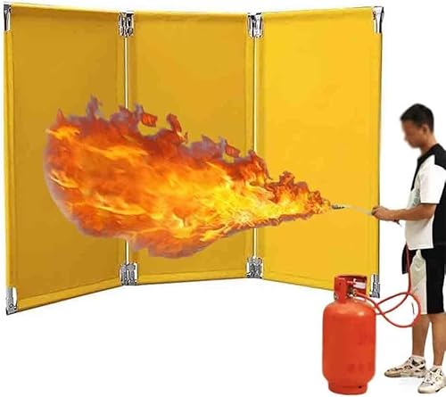 KIJyfgTR Industrielle flammhemmende Schweißvorhänge, geschweißte Sichtschutzpaneele mit Metallrahmen for Werkstätten, Industrie- und Baugelände, 3-teiliges Set(58x110 cm) von KIJyfgTR