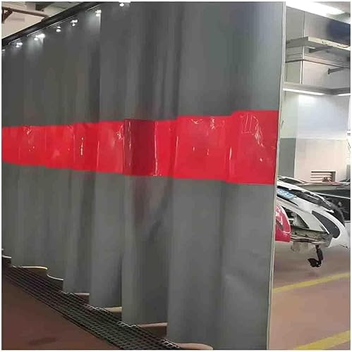 KIJyfgTR Industrieller Schweißvorhang, Flammhemmende Silikonbeschichtung, Schweißschild mit rotem transparentem Fenster, for Lagerhallen, Wartungswerkstätten(3x2 m/9.9x6.6 ft) von KIJyfgTR